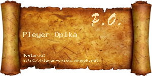 Pleyer Opika névjegykártya